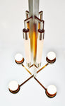 Art Deco Brushed Nickel 4 Arm 8 Light Chandelier