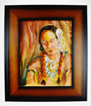 Framed Oil on Board Signed Painting Portrait of Native American