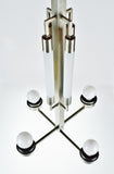 Art Deco Brushed Nickel 4 Arm 8 Light Chandelier
