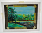 Vintage Framed Lake Scene Landscape Pastel Drawing - Artist Signed