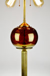 Vintage Dual Socket Iridescent Ruby Red Glass Globe Table Lamp