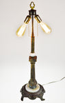 Vintage Dual Socket Spelter & Marble Table Lamp