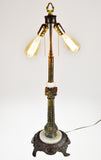 Vintage Dual Socket Spelter & Marble Table Lamp