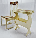 Vintage Mosaic Tiled Rocking Chair & Side End Table Magazine Rack