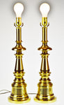 Vintage Brass Candlestick Table Lamps - A Pair