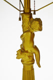 Vintage Hollywood Regency Cast Metal Figural Cherub Table Lamp