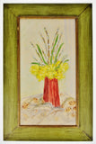 Vintage Rustic Framed Floral Still Life Oil on Board Painting - Artist Signed