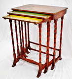 Vintage Asian Hand Painted Nesting Tables - Set of 3