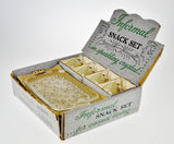 Hazel Atlas Gilt Trimmed Sparkling Crystal Snack Set in Original Box - 8 Pc. Set