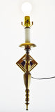 Vintage Brass & Leather Candlestick Style Wall Sconce