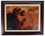 Vintage Framed Western Scene Oil on Board Painting - Artist Signed