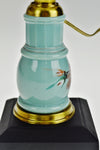 Vintage Electrified Oil Lamp Blue Porcelain Column Base