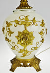 Vintage Victorian Style Gold Gilt Applique Reverse Painted Glass Table Lamp