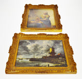 Vintage Gilt Framed Dutch Masters Style Canvas Prints - A Pair