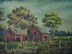 Vintage Framed Limited Edition Red Barn Landscape Lithograph - Artist Signed