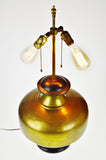 Antique Large Scale Asian Style Brass Table Lamp - Artist Signed