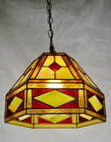 Vintage Tiffany Style Leaded Glass Stained Glass Pendant Light