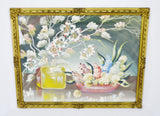 Early Decorative Floral Gesso Framed Still Life Gouache Watercolor