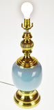 Vintage Robins Egg Blue Ceramic and Brass Table Lamp