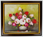 Vintage Framed Floral Still Life Oil on Canvas Painting - Artist Signed
