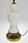 Vintage Satin Glass Gilt Decorated Table Lamp