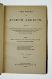 1888 The Works of Joseph Addison Vol. IV Hardcover Leather Bound Book - Poetry
