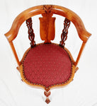 Vintage Asian Corner Chair w/ Lotus Flower Carvings