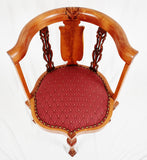 Vintage Asian Corner Chair w/ Lotus Flower Carvings
