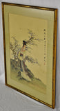Vintage Framed Japanese Geisha Mixed Media Textile Art - Signed