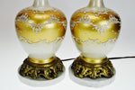 Vintage Hollywood Regency Reverse Painted Glass Table Lamps - A Pair