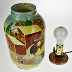 Vintage Folk Art Hand Painted Glass Jar Lamp - Artist Signed