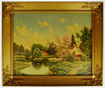Vintage Gilt Framed Landscape Print on Textured Board