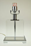 Vintage Square Heavy Solid Lucite Table Lamp
