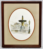 Vintage Nicely Framed European Fountain Scene Print