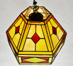 Vintage Tiffany Style Leaded Glass Stained Glass Pendant Light