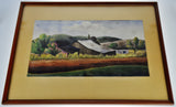 Vintage Framed Country Landscape Watercolor with Second Watercolor on Verso