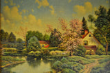 Vintage Gilt Framed Landscape Print on Textured Board