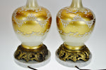 Vintage Hollywood Regency Reverse Painted Glass Table Lamps - A Pair