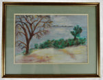 Vintage Framed Pastel Landscape Drawing