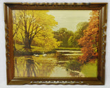 Vintage Framed Landscape Lake Scene Print