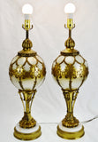 Vintage Large Scale Hollywood Regency Reverse Painted Glass Table Lamps - A Pair