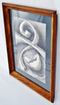 Vintage Framed Original Charcoal Abstract Drawing