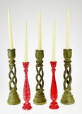 Vintage Turned Wood Candlestick Holders - Set of 5
