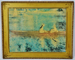 Vintage Gold Gilt Framed Renoir "Boating On The Seine" Print on Board