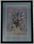 Vintage Framed Floral Still Life Pastel Print