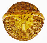 Vintage Woven Wicker Lidded Basket