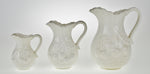Early White Porcelain Pitchers with Relief Cherry Drop Design - Set of 3