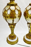 Vintage Large Scale Hollywood Regency Reverse Painted Glass Table Lamps - A Pair