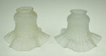 Vintage Victorian Style Ruffled Tulip Glass Lamp Shades - A Pair