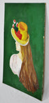 Vintage 1970 Acrylic on Board Portrait of Woman Wearing Bonnet - Artist Signed
